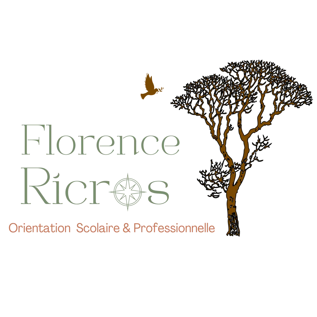 Logo coloré de Florence Ricros conseillère d’orientation sur fond transparent